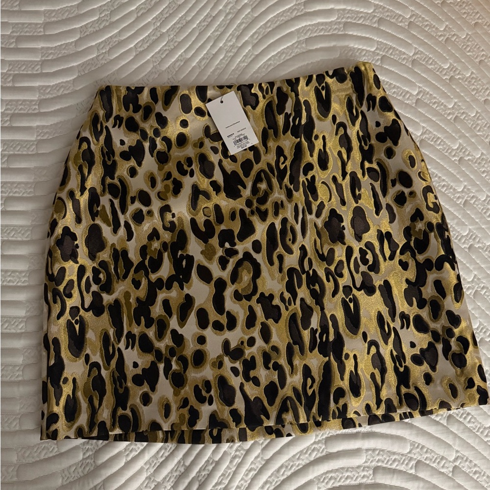 Nine West Black and Gold Animal Print Pencil Skirt
